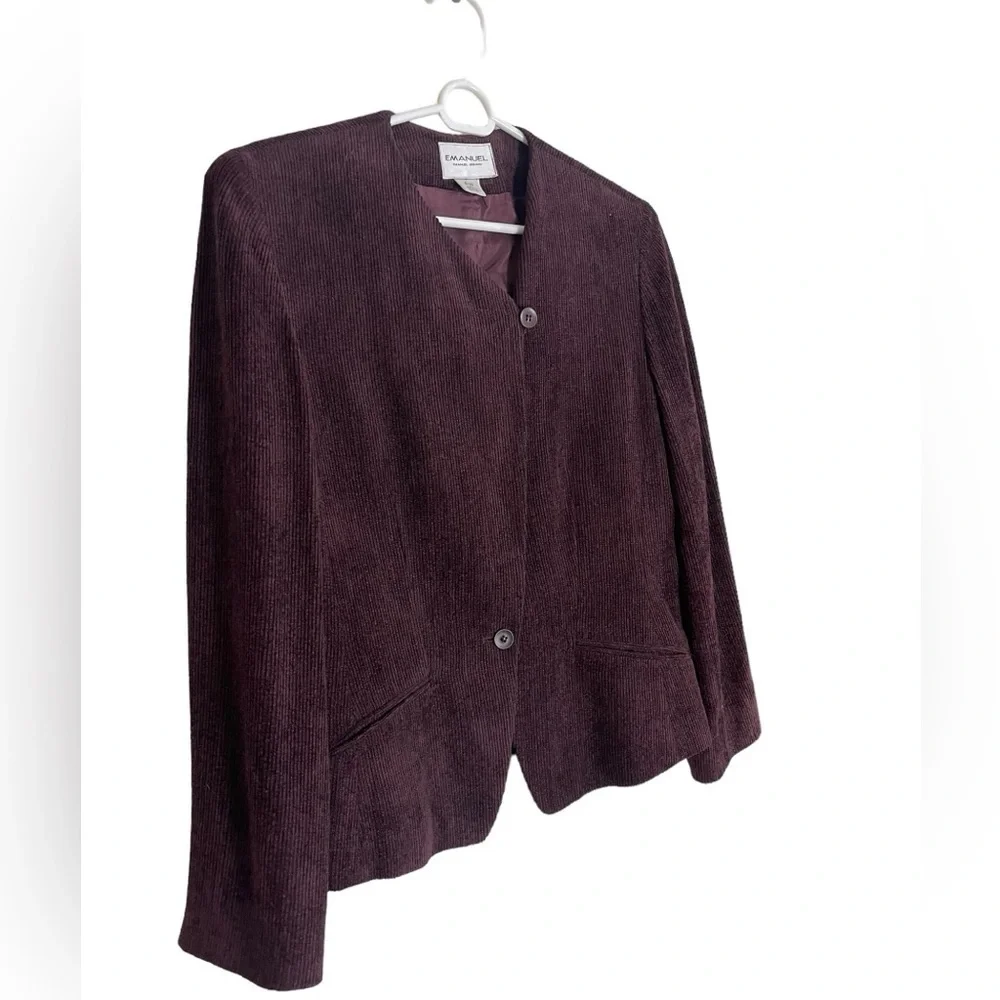 Emanuel Ungaro maroon wool blend cord ribbed blazer. Size 6/40 GUC - Picture 3 of 10